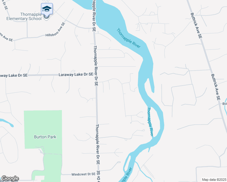 map of restaurants, bars, coffee shops, grocery stores, and more near 1890 Oliver Woods Court Southeast in Grand Rapids