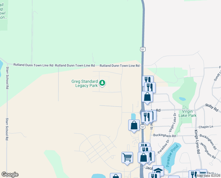 map of restaurants, bars, coffee shops, grocery stores, and more near 1547 Highway 51 in Stoughton