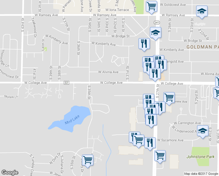map of restaurants, bars, coffee shops, grocery stores, and more near 3231 West College Avenue in Milwaukee