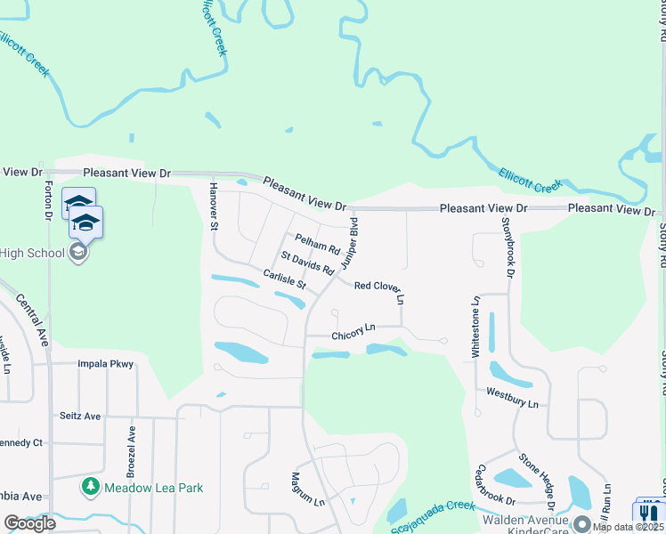 map of restaurants, bars, coffee shops, grocery stores, and more near 1 Saint Davids Road in Lancaster