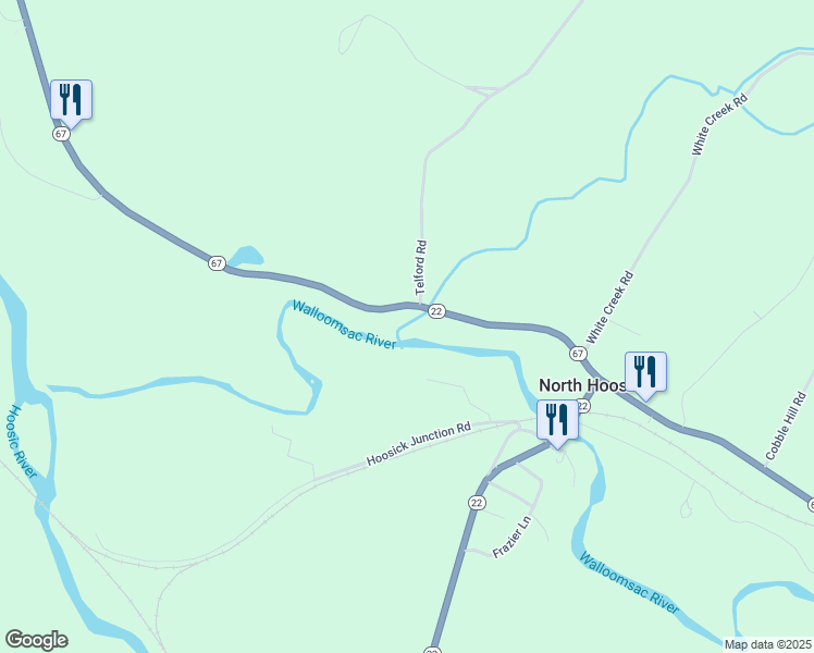 map of restaurants, bars, coffee shops, grocery stores, and more near 22277 New York 22 in Eagle Bridge