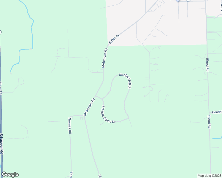 map of restaurants, bars, coffee shops, grocery stores, and more near 26 Medford Hill Drive in Metamora