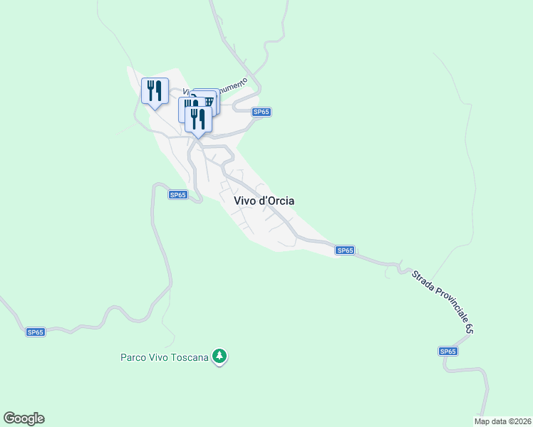 map of restaurants, bars, coffee shops, grocery stores, and more near 152 Via Amiata in Vivo D'orcia