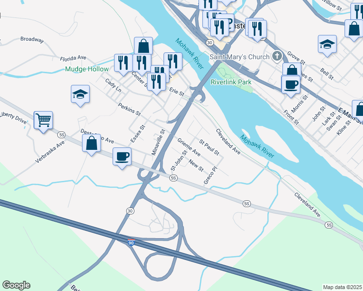 map of restaurants, bars, coffee shops, grocery stores, and more near 14 Grieme Avenue in Amsterdam