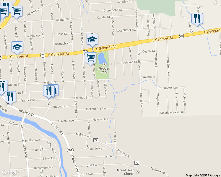 map of restaurants, bars, coffee shops, grocery stores, and more near 16 Teller Ave in Auburn
