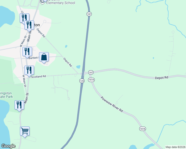 map of restaurants, bars, coffee shops, grocery stores, and more near 42 Depot Road in Kingston