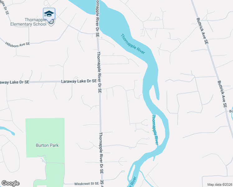 map of restaurants, bars, coffee shops, grocery stores, and more near 1890 Oliver Woods Court Southeast in Grand Rapids