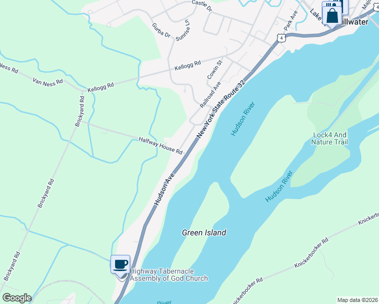 map of restaurants, bars, coffee shops, grocery stores, and more near 444 Hudson Avenue in Mechanicville