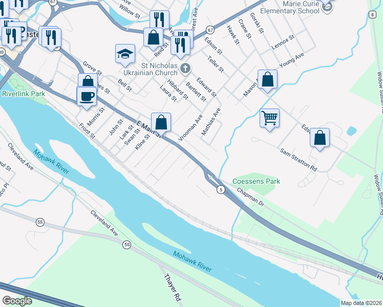 map of restaurants, bars, coffee shops, grocery stores, and more near 3 Sweeney Street in Amsterdam