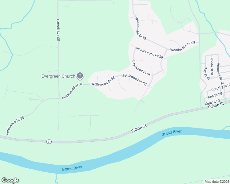 map of restaurants, bars, coffee shops, grocery stores, and more near 1940 Woodfern Drive Southeast in Lowell