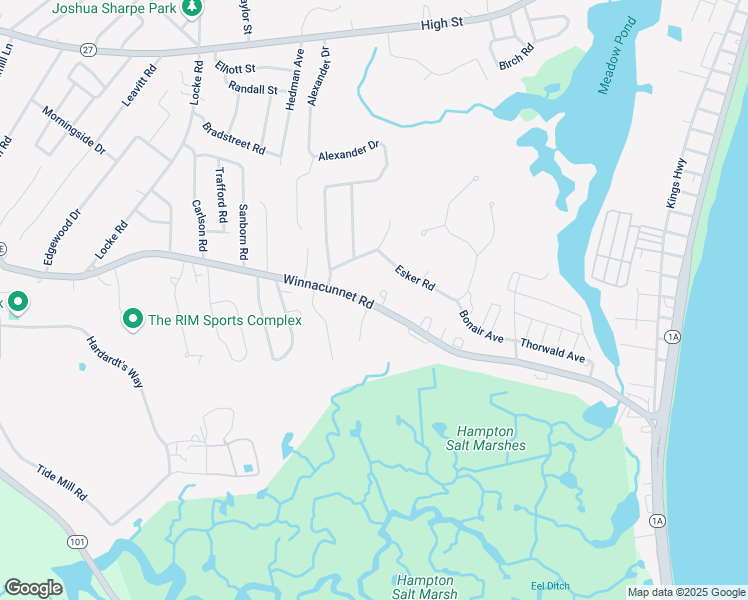 map of restaurants, bars, coffee shops, grocery stores, and more near 440 Winnacunnet Road in Hampton