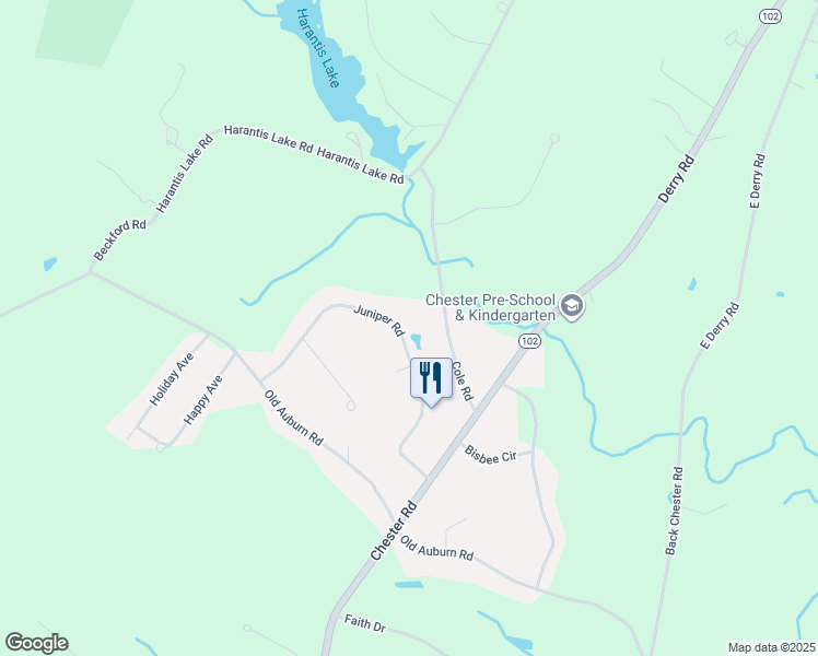 map of restaurants, bars, coffee shops, grocery stores, and more near 15 Juniper Road in Derry