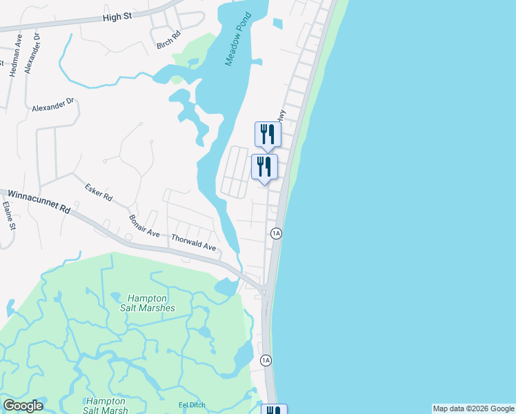 map of restaurants, bars, coffee shops, grocery stores, and more near 13 Gill Street in Hampton