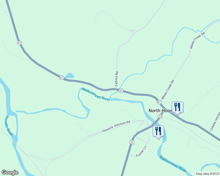 map of restaurants, bars, coffee shops, grocery stores, and more near 22277 New York 22 in Eagle Bridge