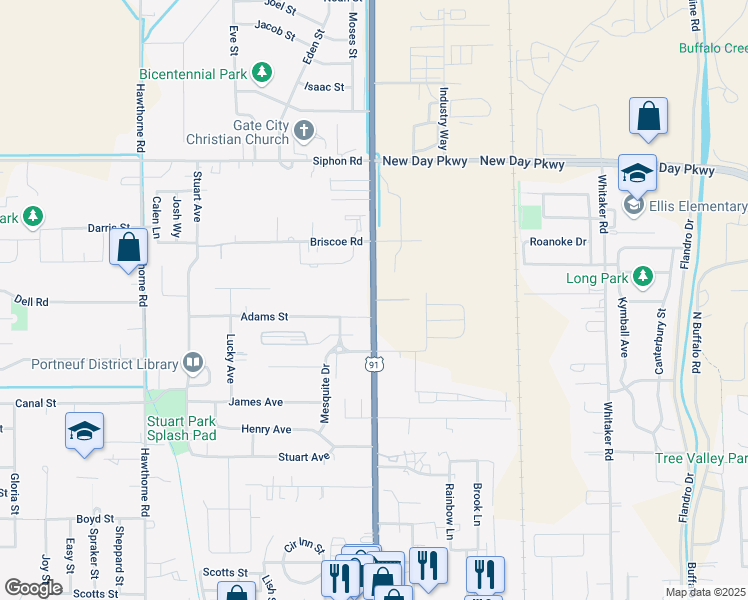 map of restaurants, bars, coffee shops, grocery stores, and more near 5309 Yellowstone Avenue in Chubbuck
