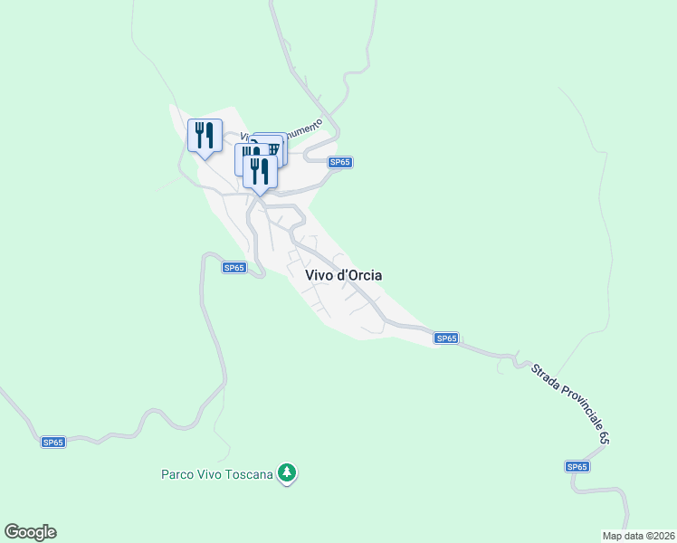 map of restaurants, bars, coffee shops, grocery stores, and more near 152 Via Amiata in Vivo D'orcia