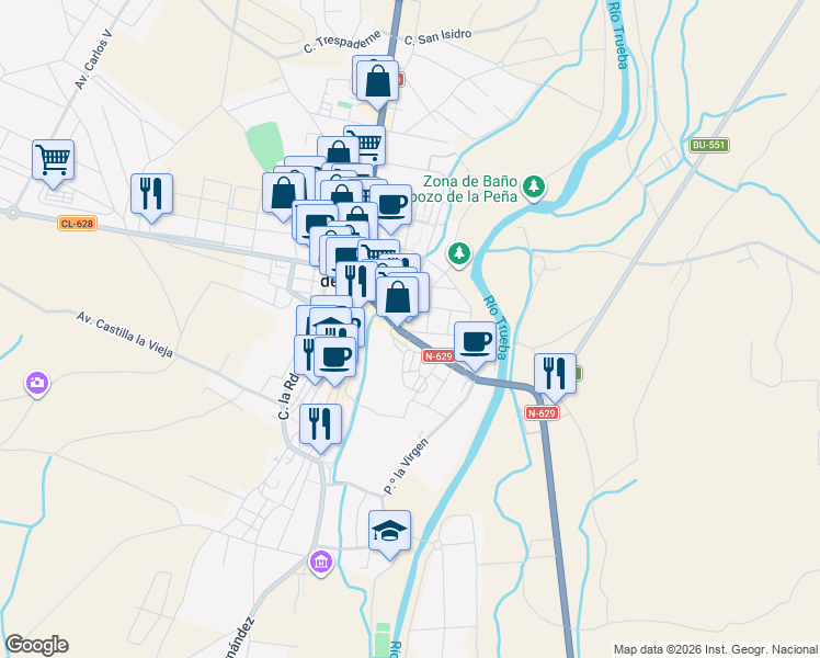 map of restaurants, bars, coffee shops, grocery stores, and more near 3 Calle Juan de Ortega in Medina de Pomar