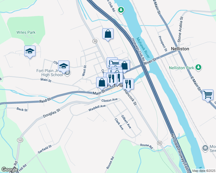 map of restaurants, bars, coffee shops, grocery stores, and more near 2 Center Street in Fort Plain
