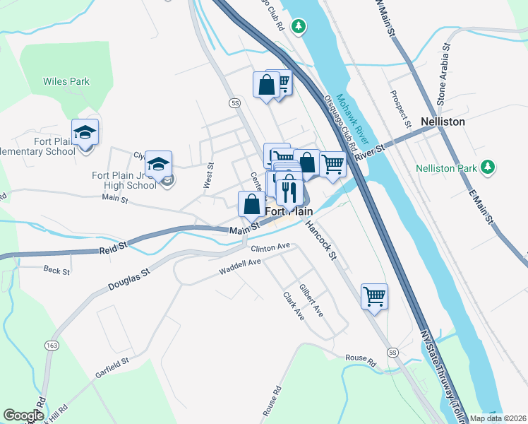 map of restaurants, bars, coffee shops, grocery stores, and more near 40-42 Mohawk Street in Fort Plain