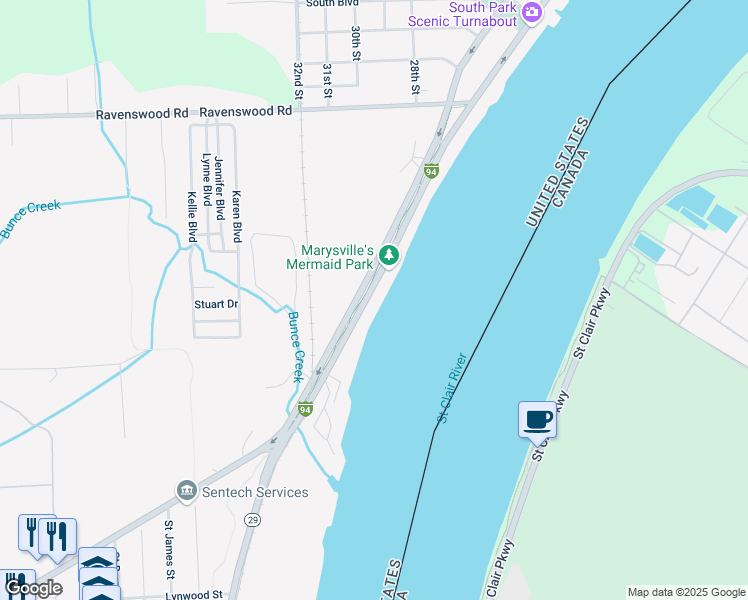 map of restaurants, bars, coffee shops, grocery stores, and more near 184 Interstate 94 Business Loop in Marysville