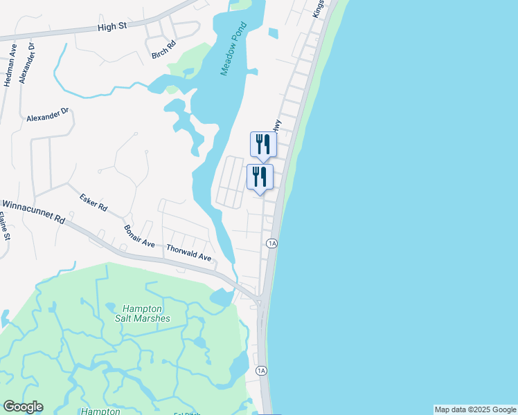 map of restaurants, bars, coffee shops, grocery stores, and more near 2 5th Street in Hampton