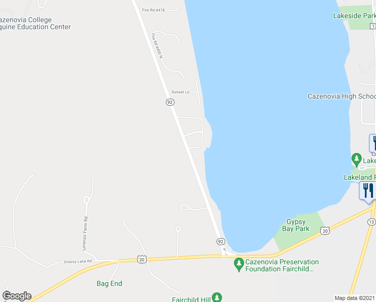 map of restaurants, bars, coffee shops, grocery stores, and more near 4303 Syracuse Road in Cazenovia