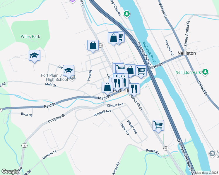map of restaurants, bars, coffee shops, grocery stores, and more near 40 Mohawk Street in Fort Plain