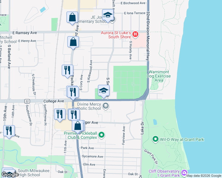 map of restaurants, bars, coffee shops, grocery stores, and more near 6224 South Swift Avenue in Cudahy