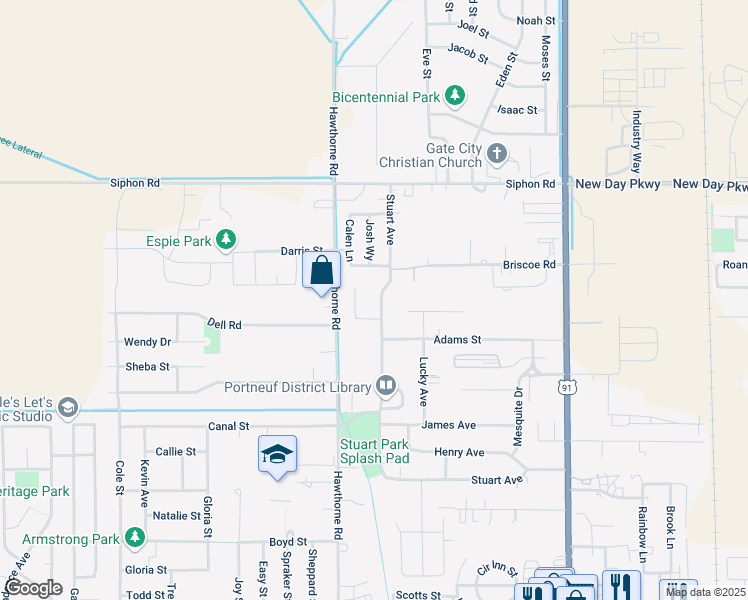 map of restaurants, bars, coffee shops, grocery stores, and more near 5375 Stuart Avenue in Pocatello