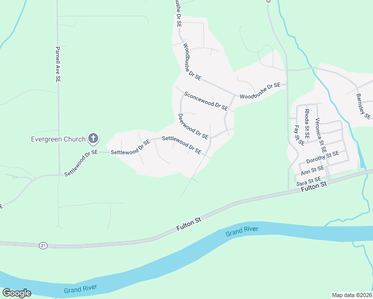 map of restaurants, bars, coffee shops, grocery stores, and more near 1855 Gingerwood Drive Southeast in Lowell