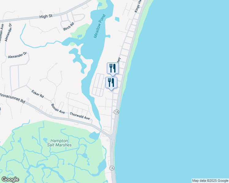 map of restaurants, bars, coffee shops, grocery stores, and more near 2 5th Street in Hampton