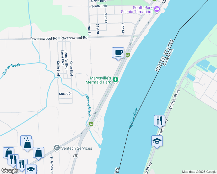 map of restaurants, bars, coffee shops, grocery stores, and more near 184 Interstate 94 Business Loop in Marysville
