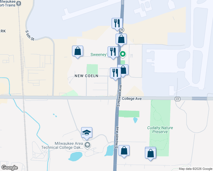 map of restaurants, bars, coffee shops, grocery stores, and more near 171 West Mangold Avenue in Milwaukee