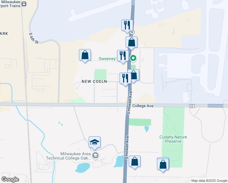 map of restaurants, bars, coffee shops, grocery stores, and more near 171 West Mangold Avenue in Milwaukee