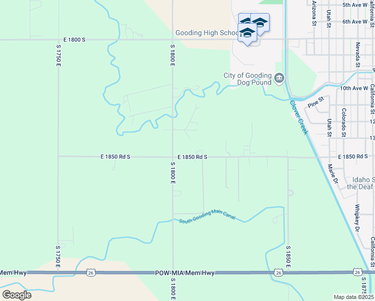 map of restaurants, bars, coffee shops, grocery stores, and more near 1726 14th Avenue West in Gooding