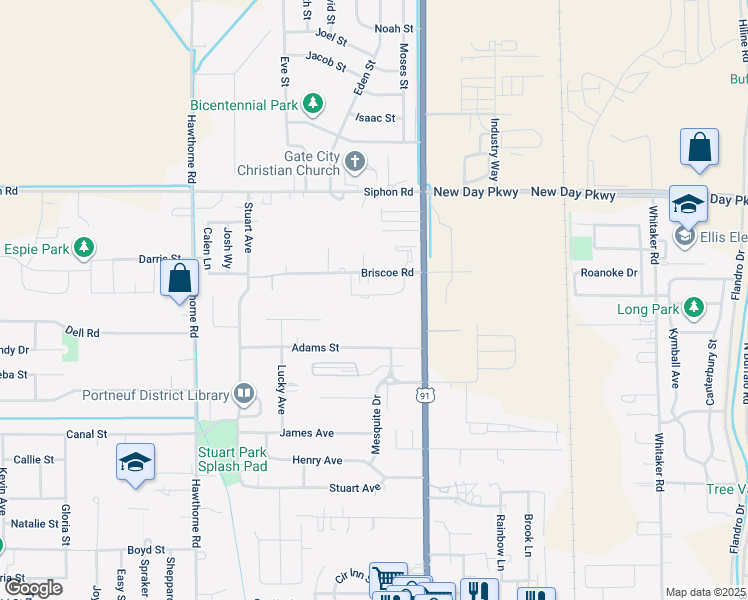 map of restaurants, bars, coffee shops, grocery stores, and more near 159 Belva Lane in Pocatello