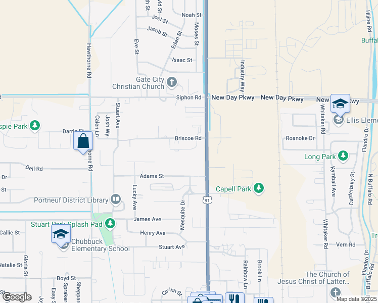 map of restaurants, bars, coffee shops, grocery stores, and more near 159 Belva Lane in Pocatello