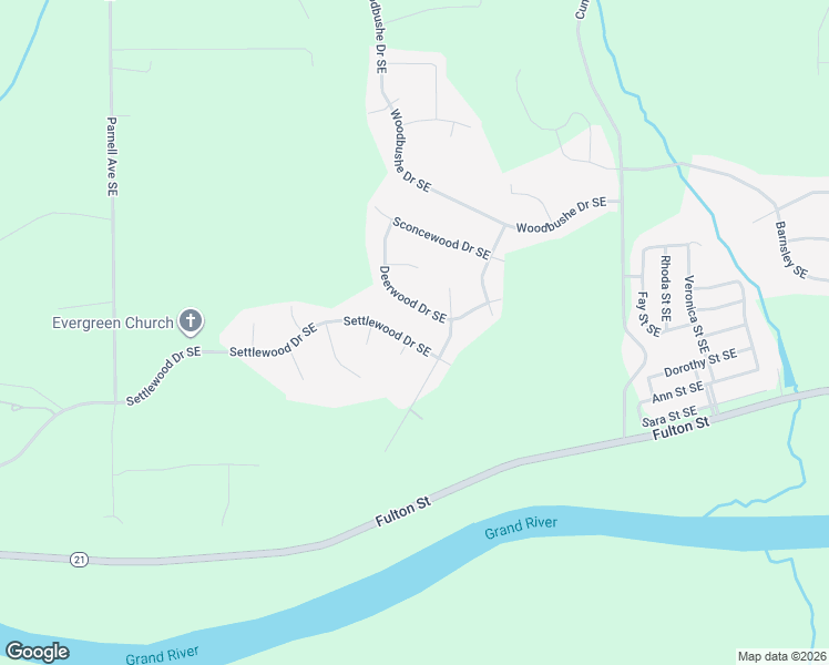 map of restaurants, bars, coffee shops, grocery stores, and more near 1855 Gingerwood Drive Southeast in Lowell