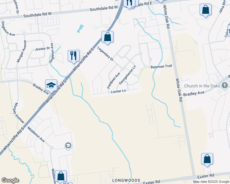 map of restaurants, bars, coffee shops, grocery stores, and more near 4322 Lismer Lane in London