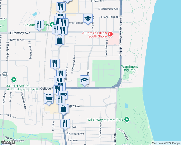 map of restaurants, bars, coffee shops, grocery stores, and more near 6224 South Swift Avenue in Cudahy