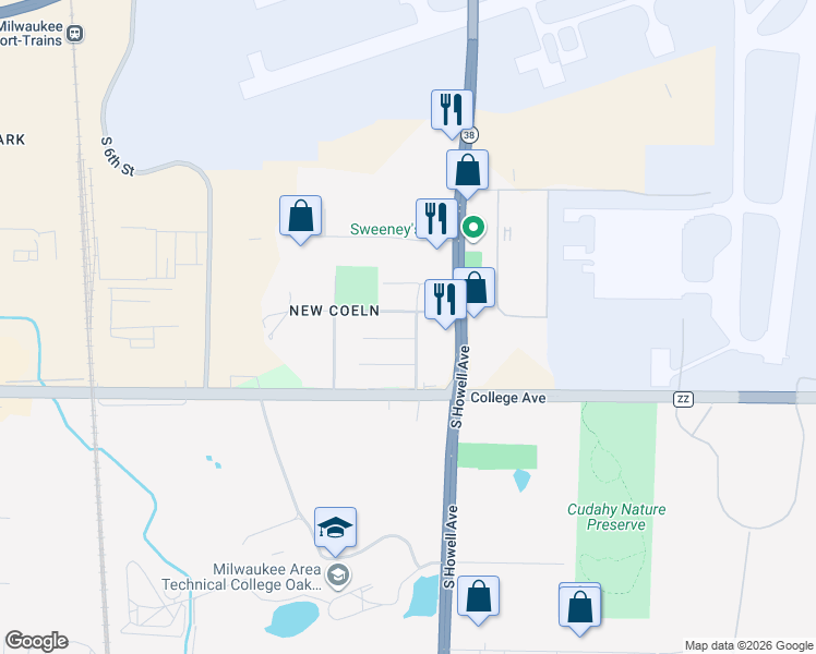 map of restaurants, bars, coffee shops, grocery stores, and more near 171 West Mangold Avenue in Milwaukee
