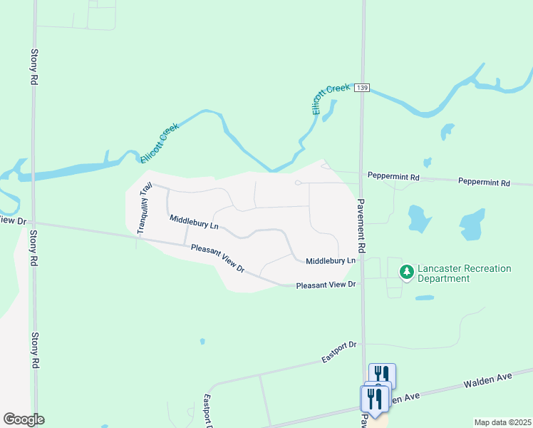 map of restaurants, bars, coffee shops, grocery stores, and more near 36 Middlebury Lane in Lancaster