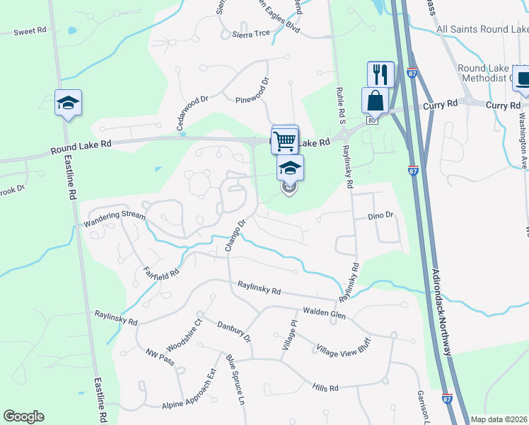 map of restaurants, bars, coffee shops, grocery stores, and more near 1 Cass Court in Ballston Lake