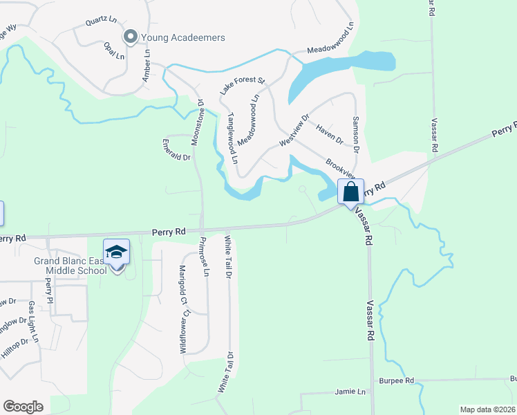 map of restaurants, bars, coffee shops, grocery stores, and more near 6076 Westview Drive in Grand Blanc