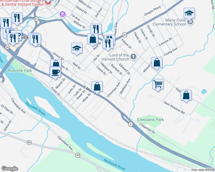 map of restaurants, bars, coffee shops, grocery stores, and more near 16 Slater Street in Amsterdam