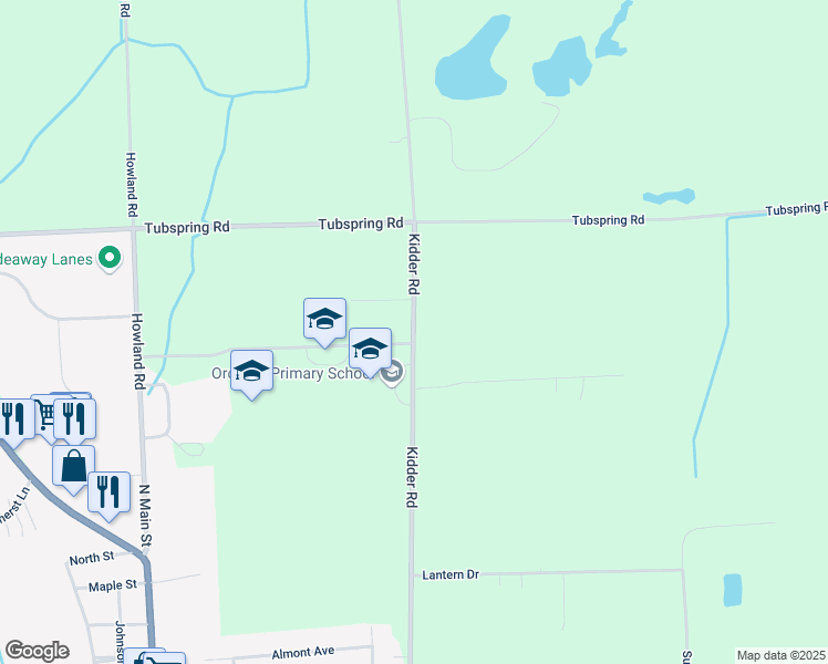 map of restaurants, bars, coffee shops, grocery stores, and more near 4586 Kidder Road in Almont