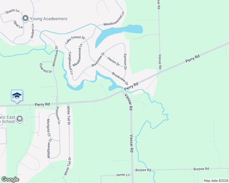 map of restaurants, bars, coffee shops, grocery stores, and more near 6481 Perry Road in Grand Blanc