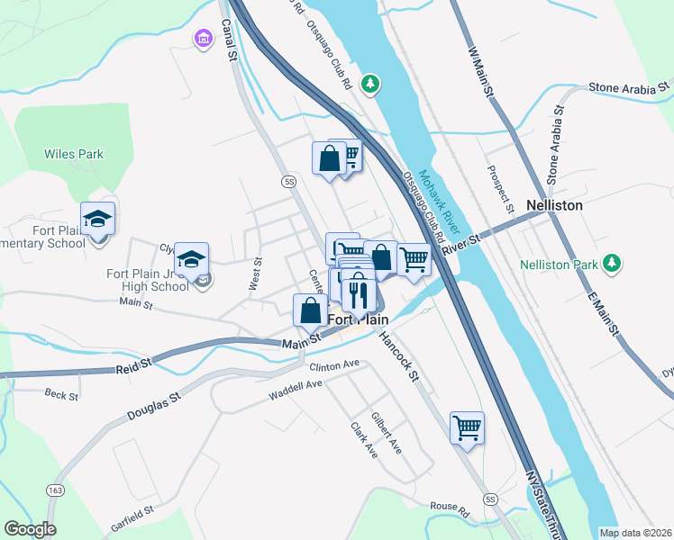 map of restaurants, bars, coffee shops, grocery stores, and more near 8 Crouse Street in Fort Plain