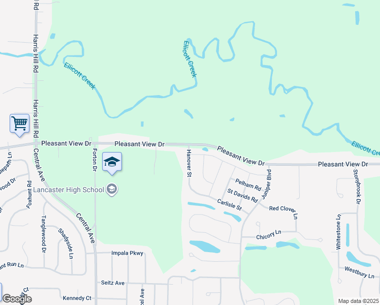 map of restaurants, bars, coffee shops, grocery stores, and more near 23 Carlisle Street in Lancaster