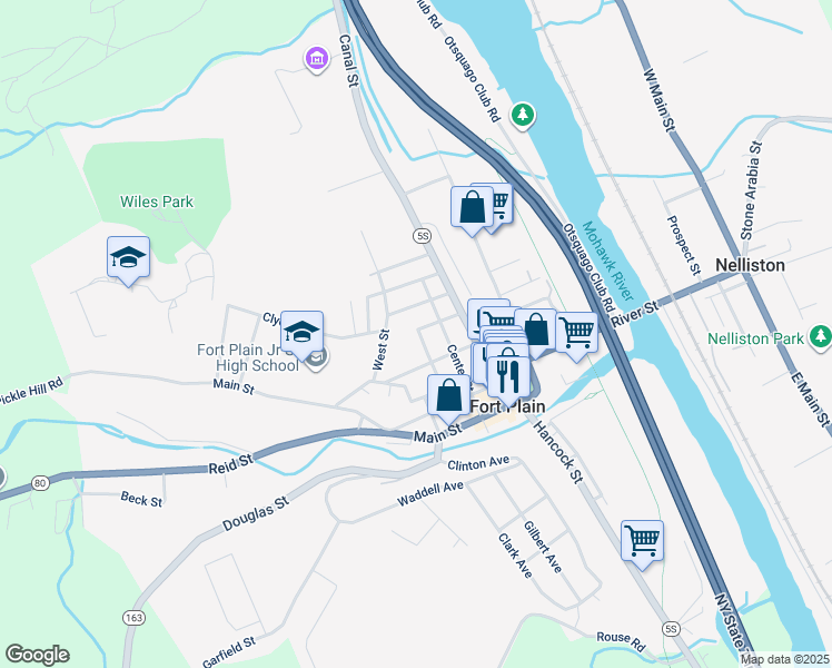 map of restaurants, bars, coffee shops, grocery stores, and more near 29 Washington Street in Fort Plain